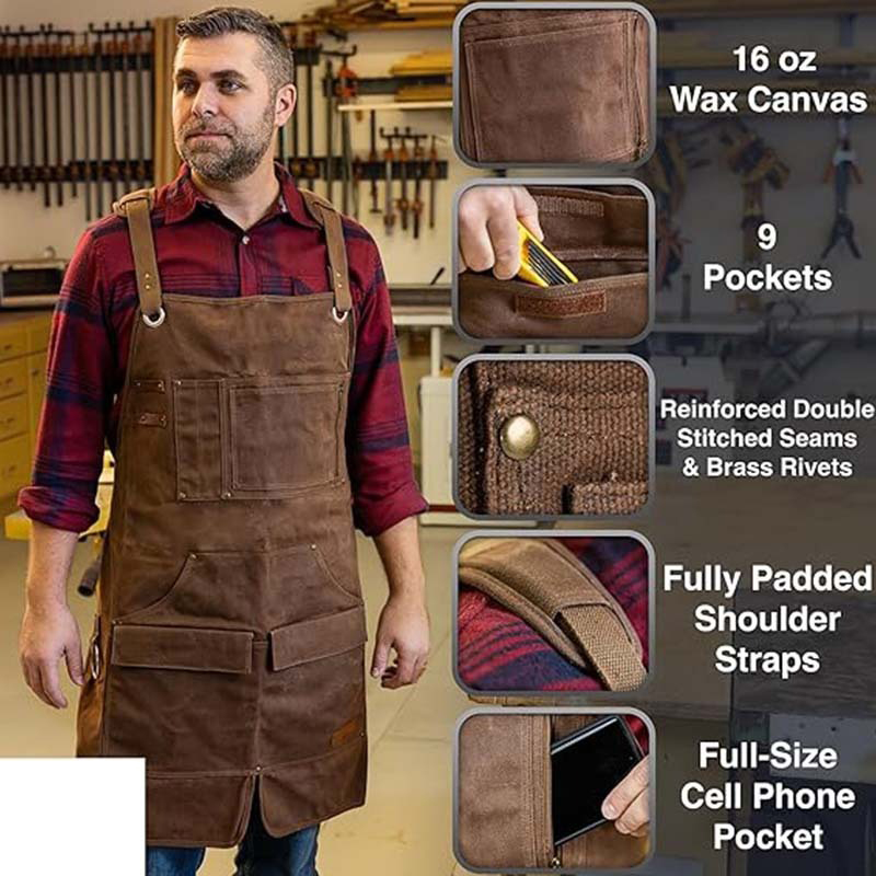 Woodworking Apron - Wax Heavy Thickened Canvas Apron Shoulder