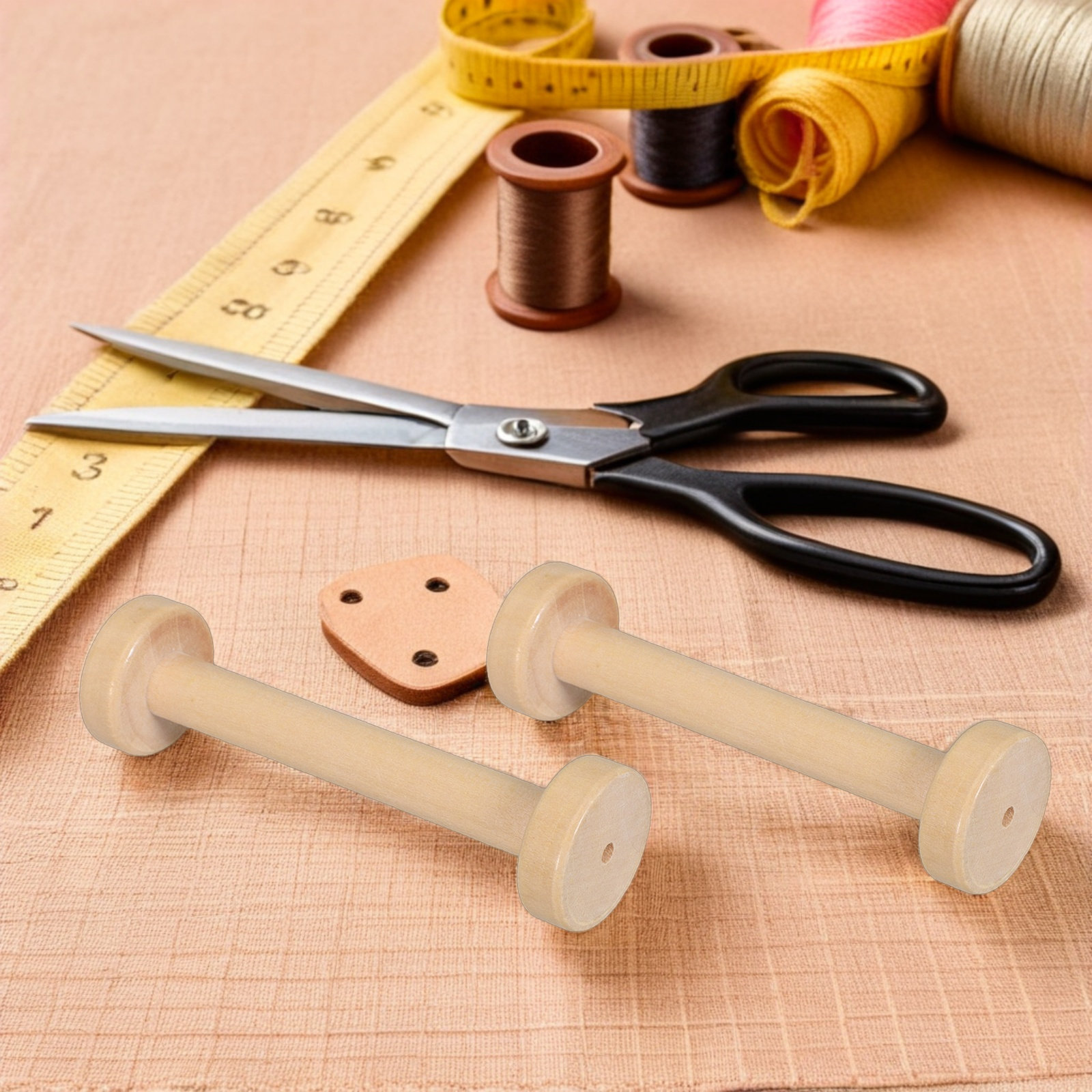 Woodworking Crafts - 5Pcs Wooden Spools Natural Vintage Bobbins