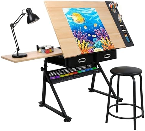 Woodworking Art - Drafting Table Art Desk with 2