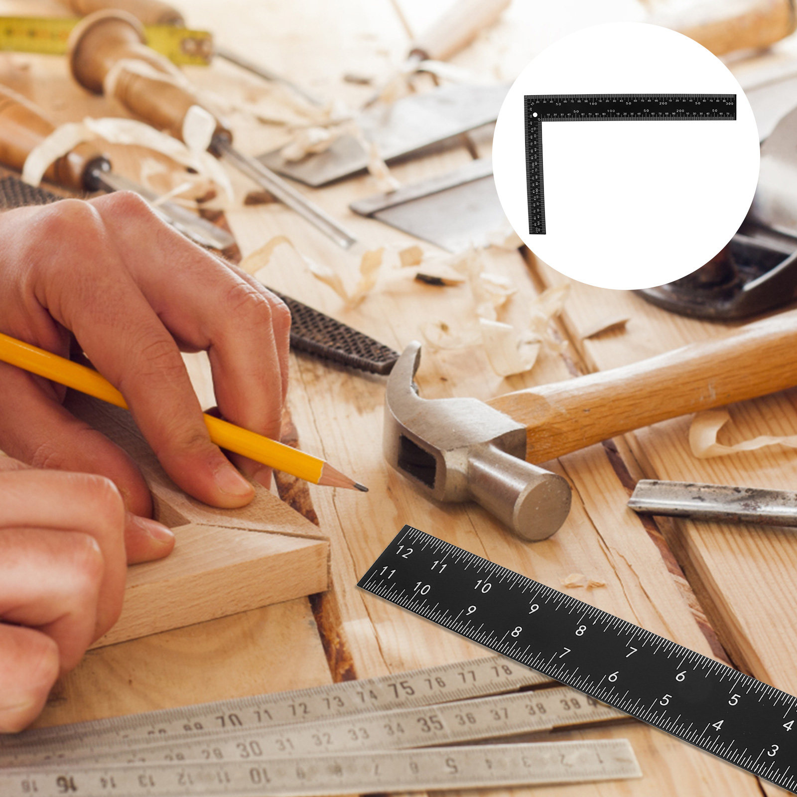Woodworking Crafts - Professional L Shape Steel Ruler Right