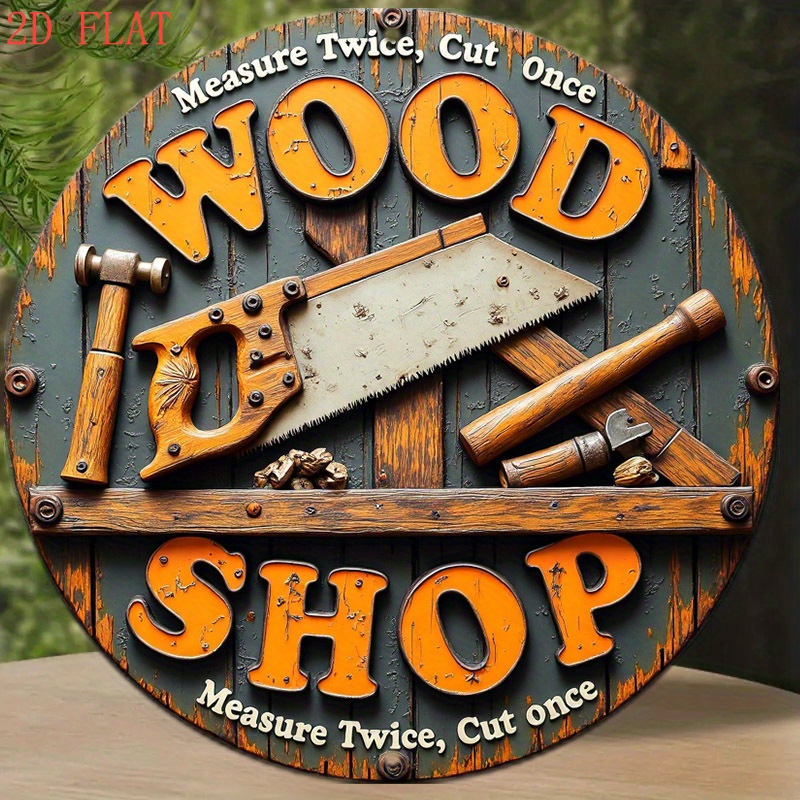 Woodworking Art - Vintage 2D 8 Inch Round Metal