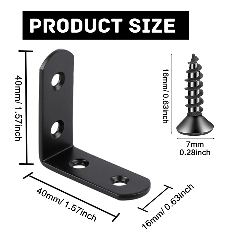 6-20 Pcs Black Corner Brace L  - Woodworking Joints ulasan dan harga