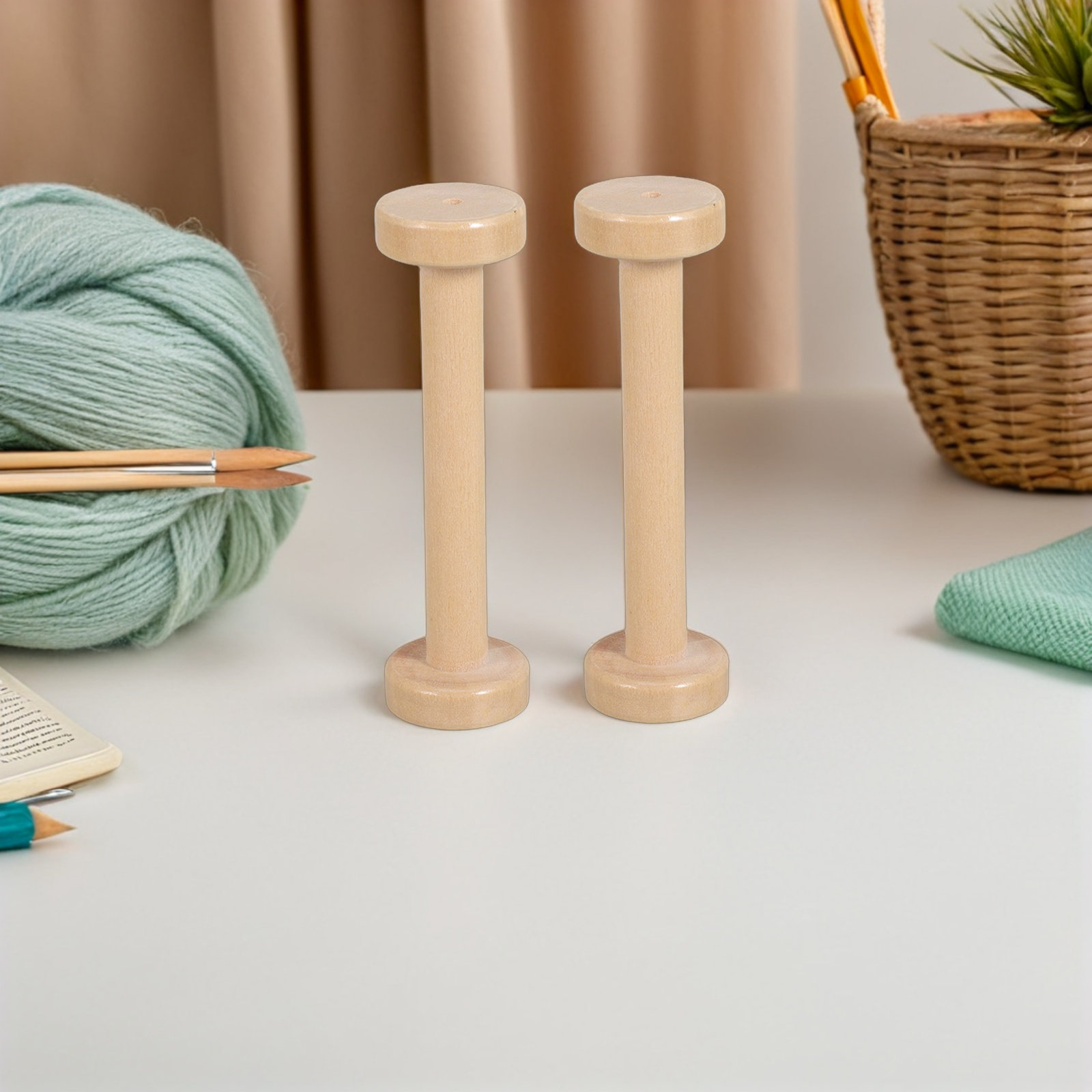 5Pcs Wooden Spools Natural Vin - Woodworking Crafts ulasan dan harga