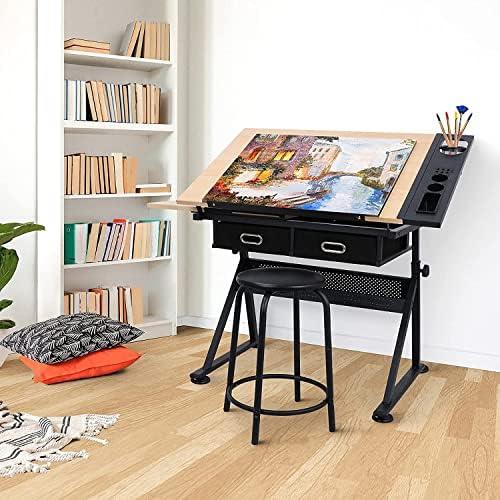Drafting Table Art Desk with 2 - Woodworking Art ulasan dan harga
