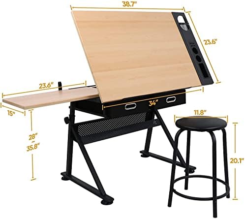 Drafting Table Art Desk with 2 - Woodworking Art ulasan dan harga