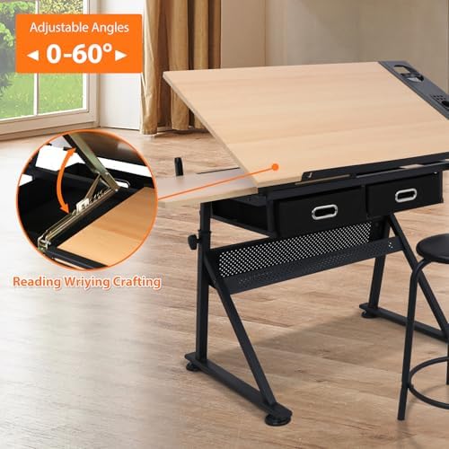 Drafting Table Art Desk with 2 - Woodworking Art ulasan dan harga
